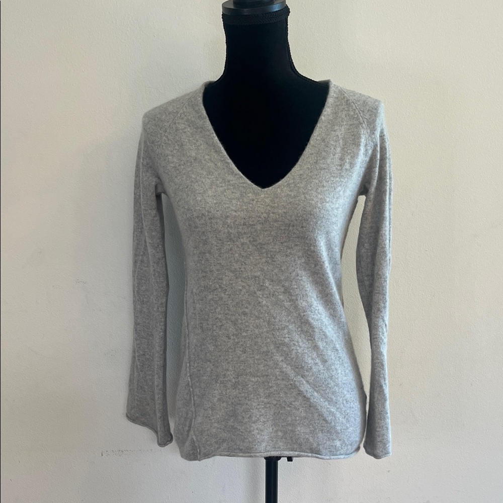 THEPERFEXT Cashmere Light Gray Knit Top